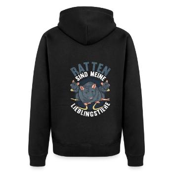 Ratten sind meine Lieblingstiere Lustiges Ratte - Unisex Premium Bio Zip Hoodie - Schwarz - Hinten - Nico (187cm)