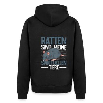 Ratten sind meine spirituellen Tiere Ratte - Unisex Premium Bio Zip Hoodie - Schwarz - Hinten - Nico (187cm)