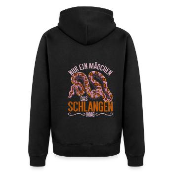 Nur ein Mädchen das Schlangen mag Reptil Schlange - Unisex Premium Bio Zip Hoodie - Schwarz - Hinten - Nico (187cm)