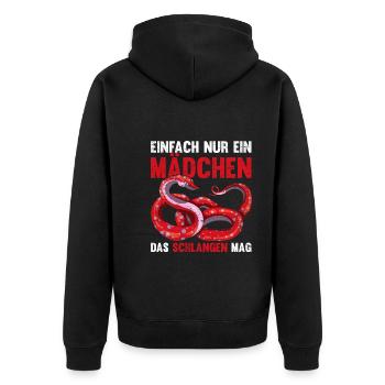 Einfach nur ein Mädchen das Schlangen mag Schlange - Unisex Premium Bio Zip Hoodie - Schwarz - Hinten - Nico (187cm)