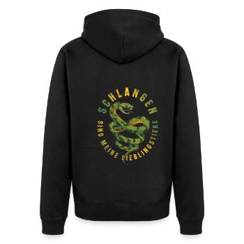 Tier Schlangen sind meine Lieblingstiere Schlange - Unisex Premium Bio Zip Hoodie - Schwarz - Hinten - Nico (187cm)