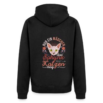 Nur ein Mädchen das Sphynx Katzen mag Sphynx Katze - Unisex Premium Bio Zip Hoodie - Schwarz - Hinten - Nico (187cm)