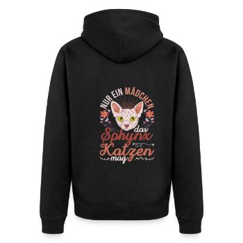 Okkult Nacktkatze Mädchen Geschenk Sphynx Katze - Unisex Premium Bio Zip Hoodie - Schwarz - Hinten - Nico (187cm)