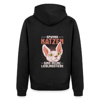 Lieblingstier Hauskatze Geschenk Sphynx Katze - Unisex Premium Bio Zip Hoodie - Schwarz - Hinten - Nico (187cm)