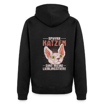 Sphynx Katzen sind meine Lieblingstiere Hauskatze - Unisex Premium Bio Zip Hoodie - Schwarz - Hinten - Nico (187cm)