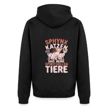 Sphynx Katzen sind meine spirituellen Tiere Katze - Unisex Premium Bio Zip Hoodie - Schwarz - Hinten - Nico (187cm)