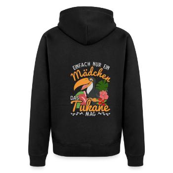 Exotischer Vogel Mädchen Geschenk Tropisches Tukan - Unisex Premium Bio Zip Hoodie - Schwarz - Hinten - Nico (187cm)