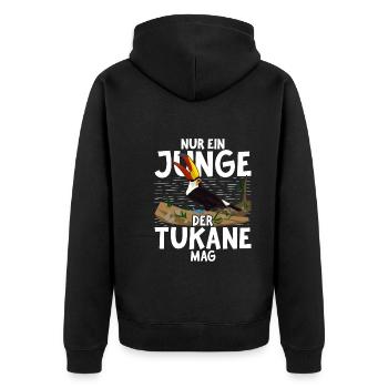 Tropischer Vogel Jungen Geschenk Exotisches Tukan - Unisex Premium Bio Zip Hoodie - Schwarz - Hinten - Nico (187cm)