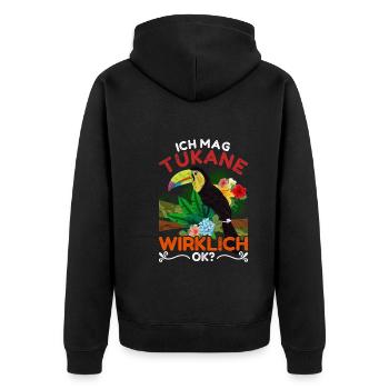 Ich mag Tukane wirklich ok Tropischer Vogel Tukan - Unisex Premium Bio Zip Hoodie - Schwarz - Hinten - Nico (187cm)