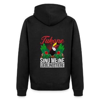 Tukane sind meine Lieblingstiere Lustiges Tukan - Unisex Premium Bio Zip Hoodie - Schwarz - Hinten - Nico (187cm)