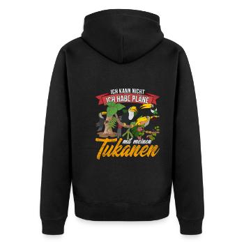 Ich kann nicht ich habe Pläne mit meinen Tukanen - Unisex Premium Bio Zip Hoodie - Schwarz - Hinten - Nico (187cm)