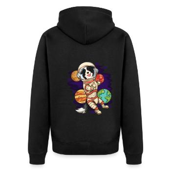 Universe Dogs Gift Astronaut Border Collie - Unisex Premium Organic Zip Hoodie - black - Back - Nico (187cm)