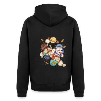 Galaxie Astronaut Hunde Geschenk Weltraum Pudel - Unisex Premium Bio Zip Hoodie - Schwarz - Hinten - Nico (187cm)
