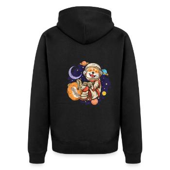 Kawaii Astronaut Dogs Gift Space Shiba Inu - Unisex Premium Organic Zip Hoodie - black - Back - Nico (187cm)
