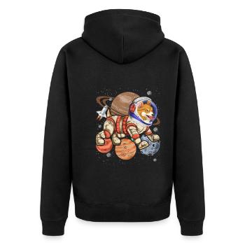 Galaxie Astronaut Hunde Geschenk Weltraum Corgi - Unisex Premium Bio Zip Hoodie - Schwarz - Hinten - Nico (187cm)