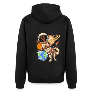 Universe Dogs Gift Space Astronaut Dachshund - Unisex Premium Organic Zip Hoodie - black - Back - Nico (187cm)