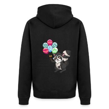 Waldbewohner Trash Panda Geschenk Ballon Waschbär - Unisex Premium Bio Zip Hoodie - Schwarz - Hinten - Nico (187cm)
