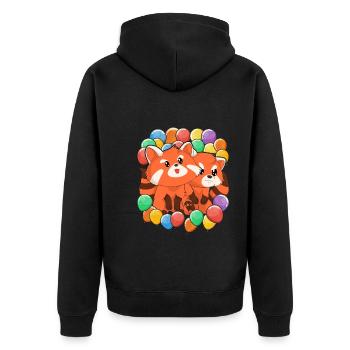 China Tierliebhaber Geschenk Ballon Roter Panda - Unisex Premium Bio Zip Hoodie - Schwarz - Hinten - Nico (187cm)