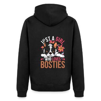 Fleurs Chiens Fille Bostie Cadeau Boston Terrier - Veste à capuche bio Premium Unisexe - noir - Dos - Nico (187cm)