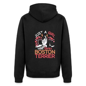 Juste une fille qui aime Boston Terrier Bostie - Veste à capuche bio Premium Unisexe - noir - Dos - Nico (187cm)