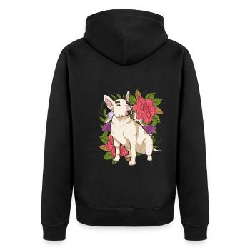 Hundeliebhaber Geschenk Blumen Hunde Bull Terrier - Unisex Premium Bio Zip Hoodie - Schwarz - Hinten - Nico (187cm)