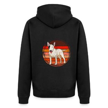 Hunde Retro Bull Terrier - Unisex Premium Bio Zip Hoodie - Schwarz - Hinten - Nico (187cm)