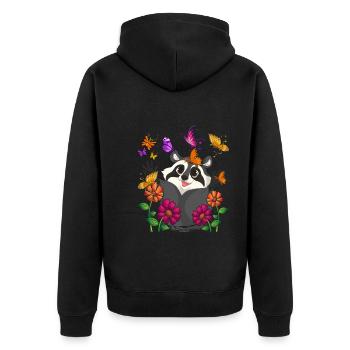 Trash Panda Animal Gift Butterfly Raccoon - Unisex Premium Organic Zip Hoodie - black - Back - Nico (187cm)