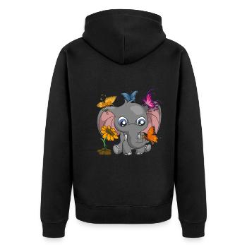 Cute Zoo Animal Gift Butterfly Elephant - Unisex Premium Organic Zip Hoodie - black - Back - Nico (187cm)
