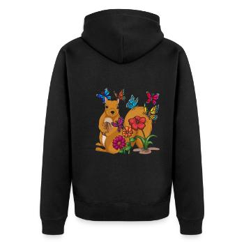 Nagetier Geschenk Schmetterling Tier Eichhörnchen - Unisex Premium Bio Zip Hoodie - Schwarz - Hinten - Nico (187cm)