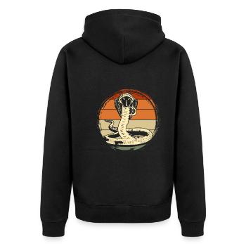 Retro Schlange Raubtier Reptil Geschenk Kobra - Unisex Premium Bio Zip Hoodie - Schwarz - Hinten - Nico (187cm)