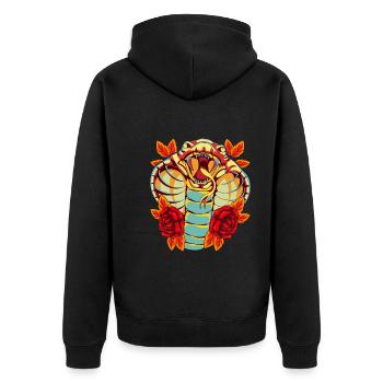 Reptile Snake Gift Colorful Roses Cobra - Unisex Premium Organic Zip Hoodie - black - Back - Nico (187cm)