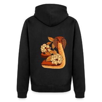 Raubtier Schlange Vintage Blumen Geschenk Kobra - Unisex Premium Bio Zip Hoodie - Schwarz - Hinten - Nico (187cm)