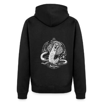 Tier Reptilien Raubtier Schlangen Geschenk Kobra - Unisex Premium Bio Zip Hoodie - Schwarz - Hinten - Nico (187cm)