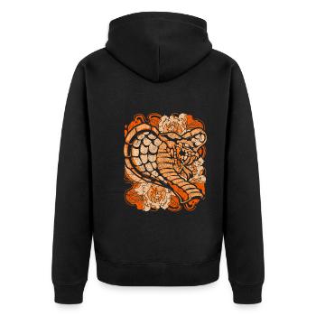 Zoo Tier Reptil Raubtier Geschenk Schlange Kobra - Unisex Premium Bio Zip Hoodie - Schwarz - Hinten - Nico (187cm)