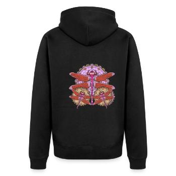 Libellen Liebhaber Insekt Geschenk Mandala Libelle - Unisex Premium Bio Zip Hoodie - Schwarz - Hinten - Nico (187cm)