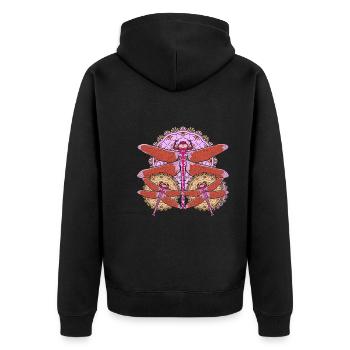 Animal Lover Mandala Insect Gift Animal Dragonfly - Unisex Premium Organic Zip Hoodie - black - Back - Nico (187cm)