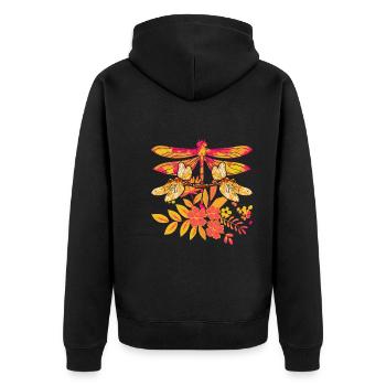 Insecte Animal Cadeau Libellule Florale Colorée - Veste à capuche bio Premium Unisexe - noir - Dos - Nico (187cm)