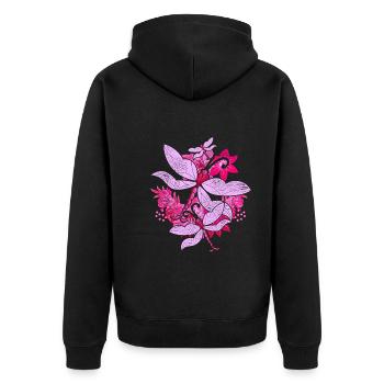 Bunte Blumen Insekt Geschenk Tierliebhaber Libelle - Unisex Premium Bio Zip Hoodie - Schwarz - Hinten - Nico (187cm)