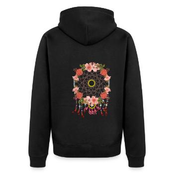 Boho Hippie Jewelry Gift Flower Dream Catcher - Unisex Premium Organic Zip Hoodie - black - Back - Nico (187cm)