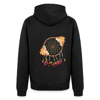 Boho Flower Bijoux Hippie Cadeau Capteur de rêves - Veste à capuche bio Premium Unisexe - noir - Dos - Nico (187cm)