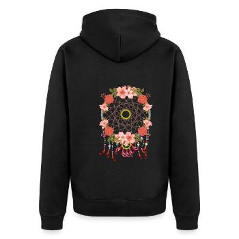 Boho Flower Jewelry Esoteric Gift Dream Catcher - Unisex Premium Organic Zip Hoodie - black - Back - Nico (187cm)
