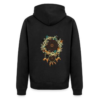 Vintage Flower Feather Jewelry Gift Dream Catcher - Veste à capuche bio Premium Unisexe - noir - Dos - Nico (187cm)