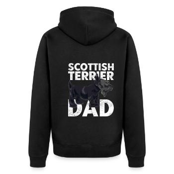 Scottish Terrier Papa Vatertag Geschenk Scottie - Unisex Premium Bio Zip Hoodie - Schwarz - Hinten - Nico (187cm)