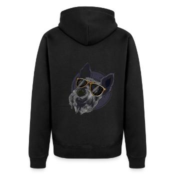 Coole Sonnenbrille Hunde Geschenk Scottish Terrier - Unisex Premium Bio Zip Hoodie - Schwarz - Hinten - Nico (187cm)