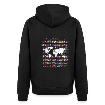World Map Travel Map Gift Flag - Unisex Premium Organic Zip Hoodie - black - Back - Nico (187cm)