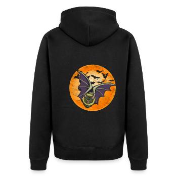 Fledermäuse Vollmond Tier Geschenk Fledermaus - Unisex Premium Bio Zip Hoodie - Schwarz - Hinten - Nico (187cm)
