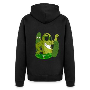 Essiggurke Geschenk Lustiges Sonnenbrille Gurke - Unisex Premium Bio Zip Hoodie - Schwarz - Hinten - Nico (187cm)