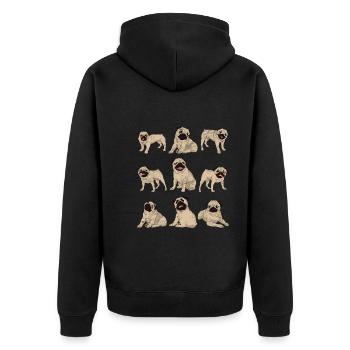 Hundeliebhaber Hunde Geschenk Niedliches Mops - Unisex Premium Bio Zip Hoodie - Schwarz - Hinten - Nico (187cm)