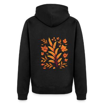 Naturliebhaber Baum Laub Geschenk Herbst - Unisex Premium Bio Zip Hoodie - Schwarz - Hinten - Nico (187cm)