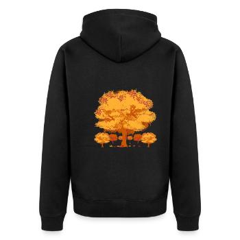 Natur Wald Baum Laubblätter Geschenk Herbst - Unisex Premium Bio Zip Hoodie - Schwarz - Hinten - Nico (187cm)